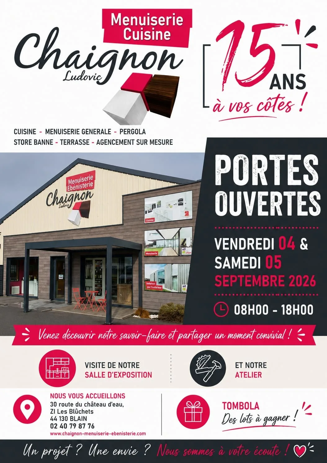 15 ans à vos côtés : Chaignon Ludovic vous ouvre ses portes les 4 et 5 septembre 2026 à Blain !
